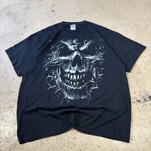 Y2K Tennessee River Black Skull Heavyweight Boxy Made in USA T-Shirt Size XL